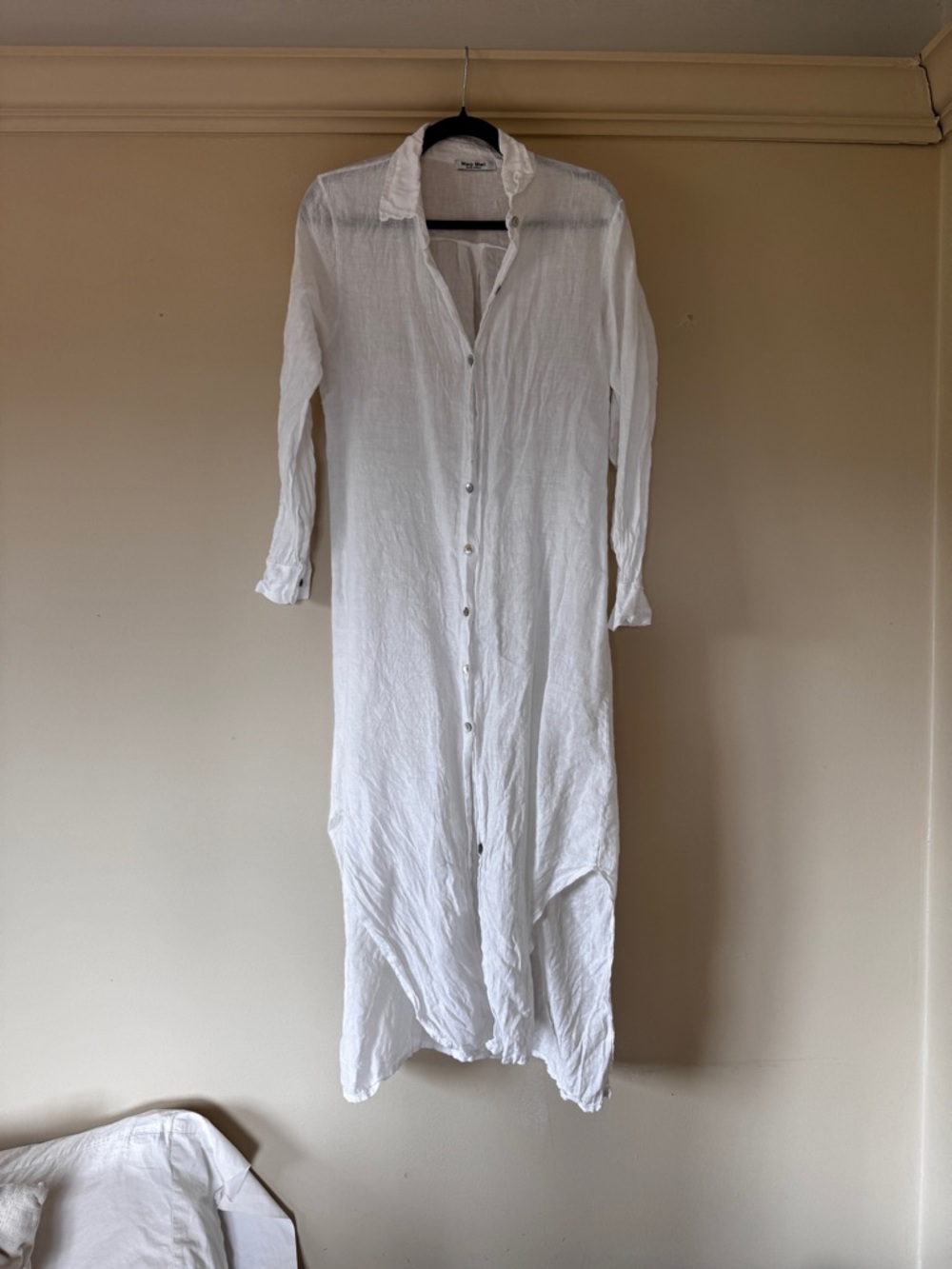 Meo Meli 100% Linen Maxi Button Down Shirt Dress M